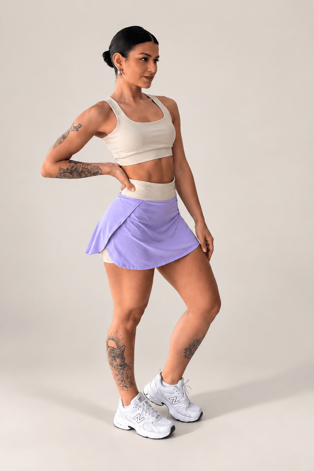 SHORT SAIA MUSA DE FERRO DRY OFF COM LILAS — foto 3